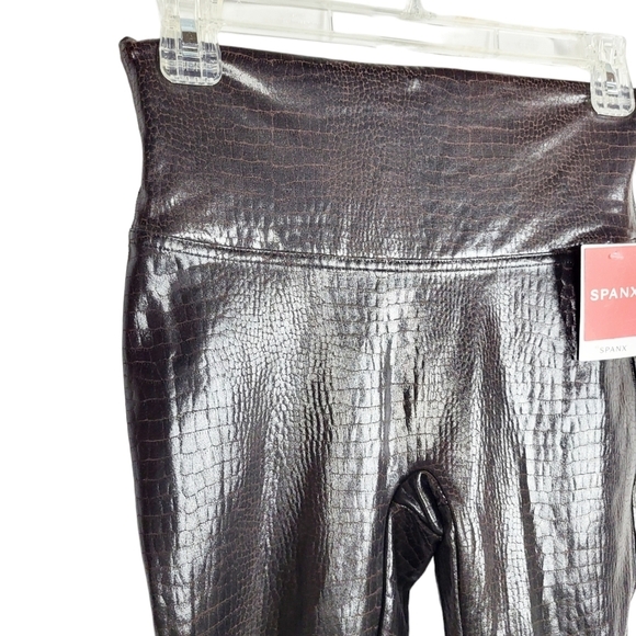 SPANX faux leather croc leggings brown/black NWT - Picture 4 of 9